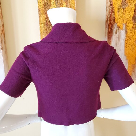 Millard Fillmore Purple Wool Blended Cropped Retro Jacket SZ S - Picture 5 of 9
